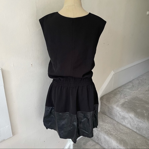 Vince Black Genuine Leather Contrast Band Dress - Picture 7 of 11